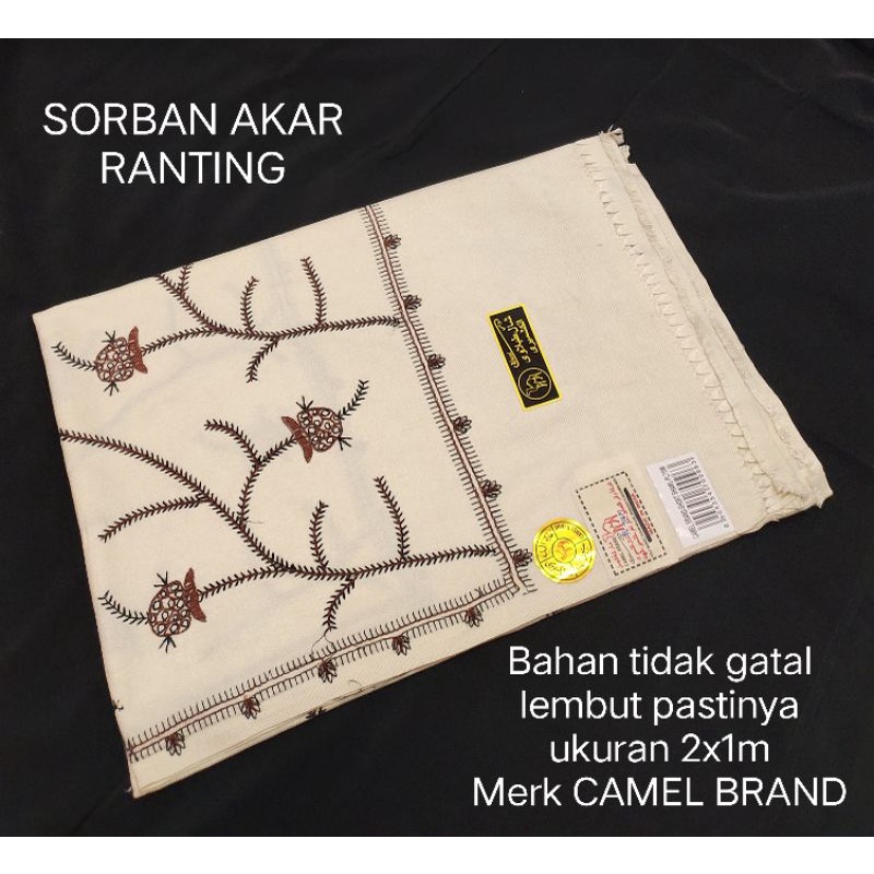 SORBAN Kashmiri Sulam dan printing motif original KUNING KUNYIT-Kode A