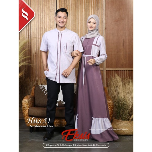 Gamis Couple Original Hits 51 Mushroom Lilac by Seply|Koko Couple Set Gamis|Kemko Kerja|Kemko Jumbo|