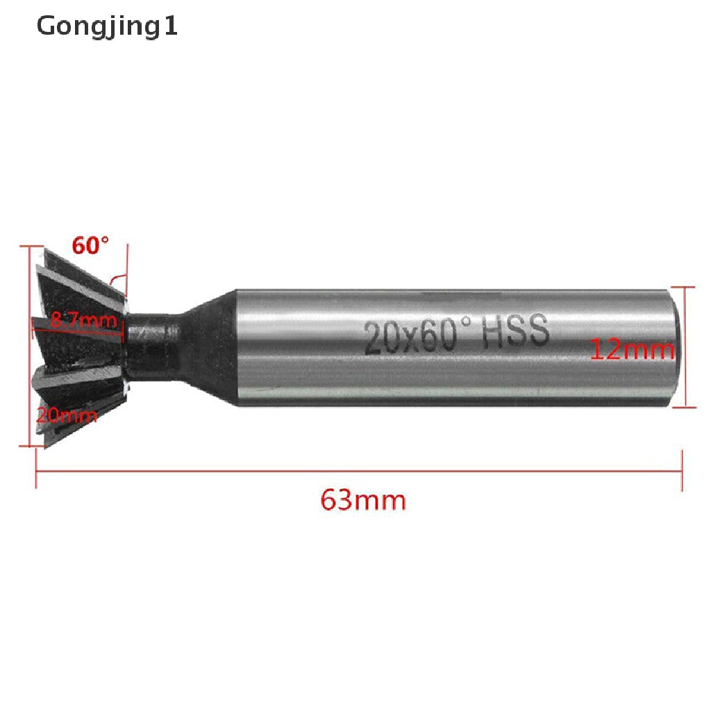 Gongjing1 20mm 3 / 4 &quot;X60&quot;° / 45° Mata Bor dovetail HSS Kecepatan Tinggi