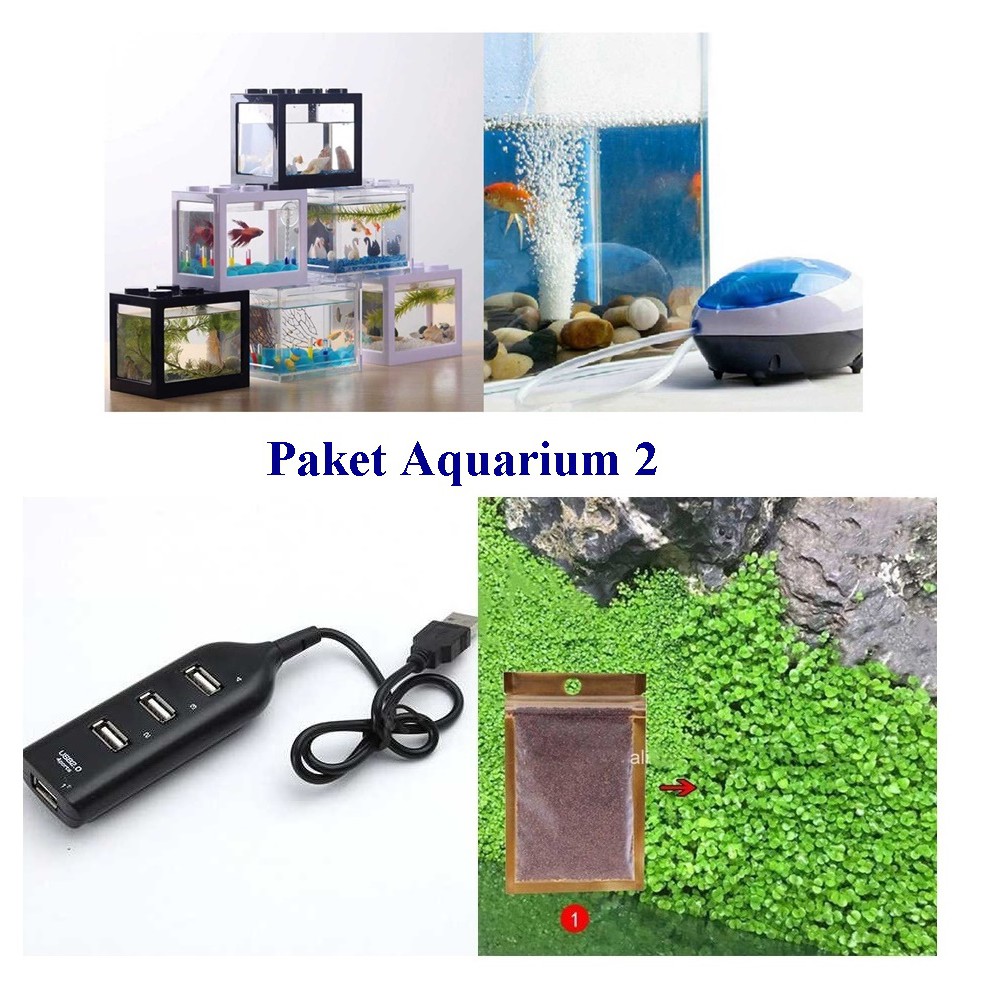 Paket Aquarium Mini LED| Paket Aquarium Mini Lego |Perlengkapan Aquarium Minimalis