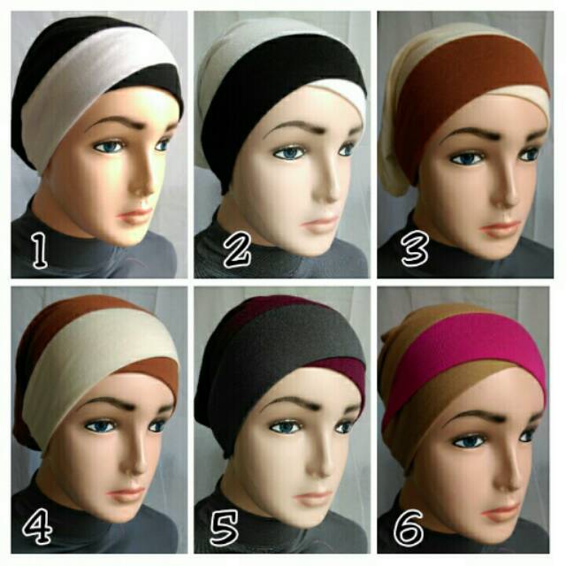 Inner Ciput Arab Silang Tumpuk Dua Warna Hijab Jilbab Kerudung