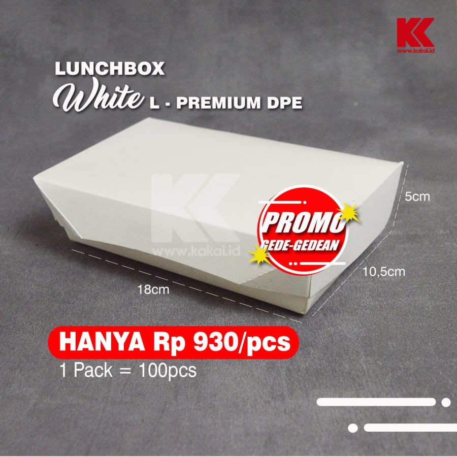 

PROMO!! PAPER LUNCHBOX L PUTIH / BOX KATERING / KOTAK NASI @100PCS - 290 GSM / SPE
