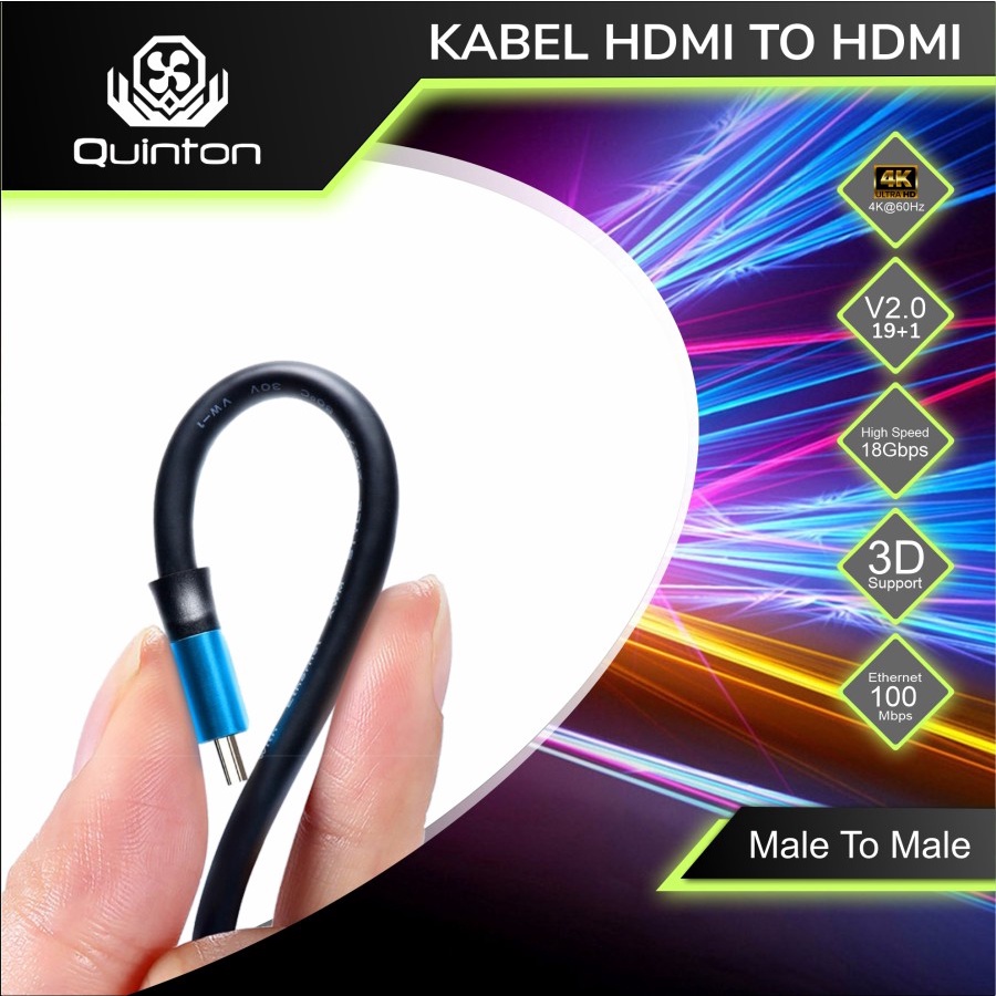 Kabel HDMI to HDMI Quinton 4K 60hz V2.0 high speed 3D 1,5m - 5m