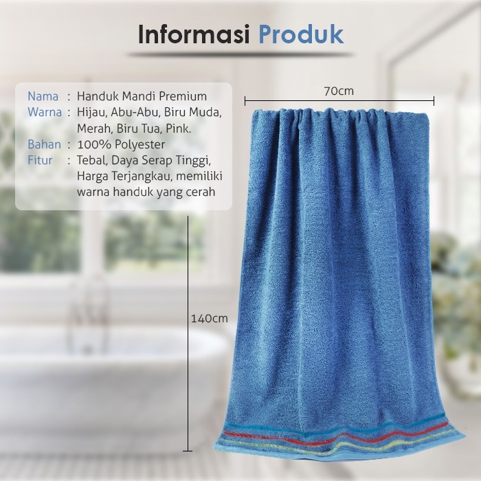 Handuk Mandi Dewasa Ukuran 70x140cm Jumbo Tebal - Handuk Mandi Premium Tebal (H12)