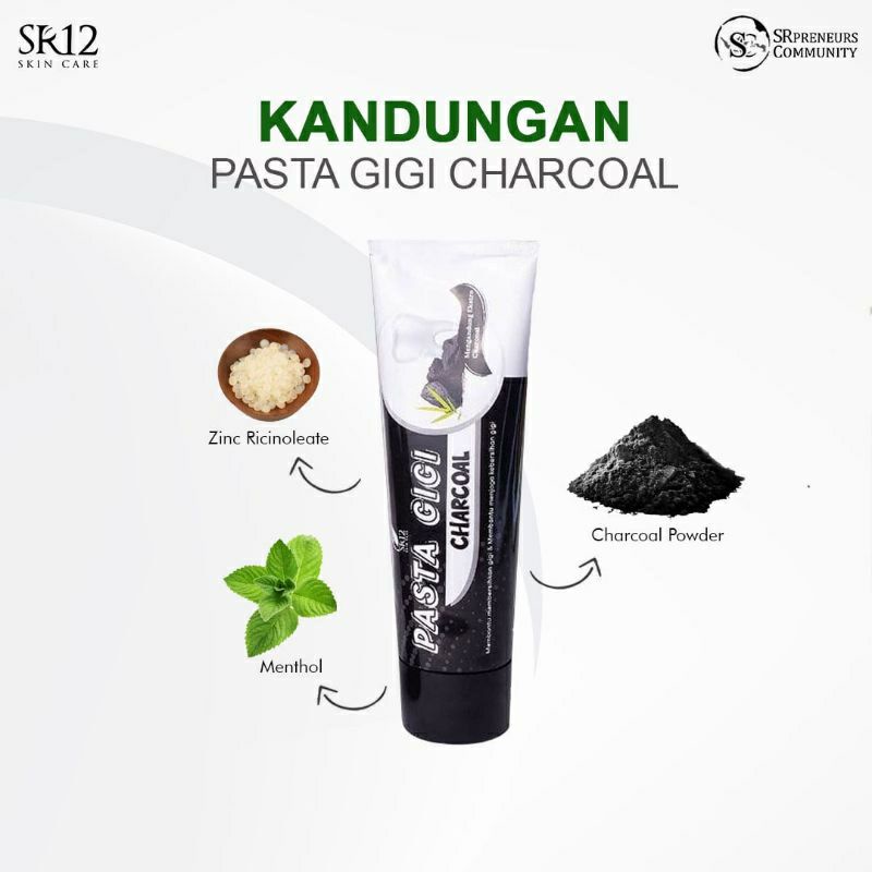 PASTA GIGI CHARCOAL SR12/ PASTA GIGI SIWAK DAUN SIRIH/ PEMUTIH GIGI