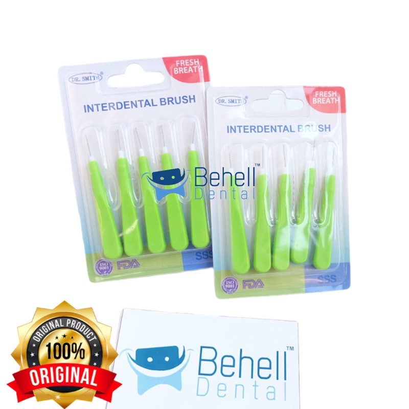 sikat interdental brush / sikat sela behel gigi / sikat kawat gigi dr smith  ortho [ hijau isi 5 ]