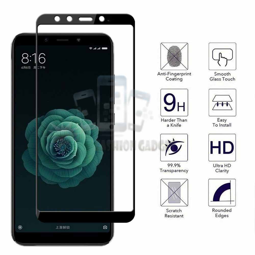 Tempered Glass Xiaomi Mi A2 Full Color Bagian Depan Anti Gores Kaca Screen Protector Pelindung Layar