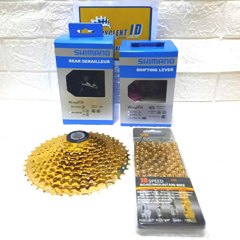 Mini Groupset Shimano Tiagra 4700 SS 10 speed Gold sprocket 11 - 42T not RD shifter zee sora 105