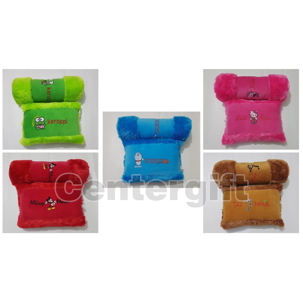 Bantal Karakter Doraemon Tazmania Hello Kitty Keroppi Mickey Mouse Bulu Lasfur Halus Ukuran Dewasa &amp; Anak - anak