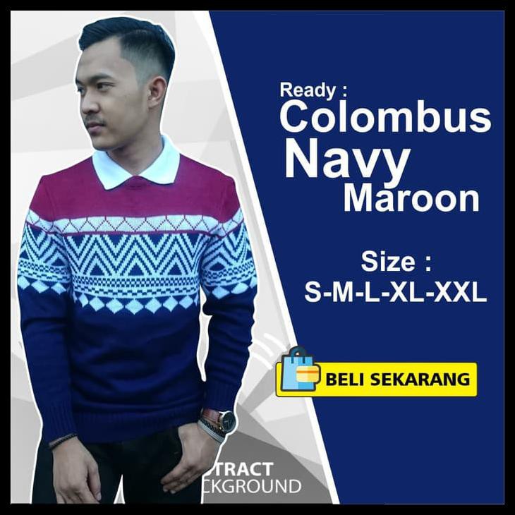 399f baju / sweater rajut pria colombus navy - navy, s ztsu