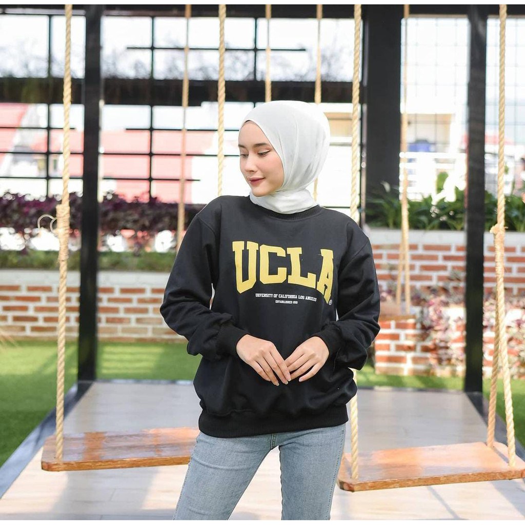 Ucla Sweater Hoodie Pria Wanita Unisex Bahan Flacee