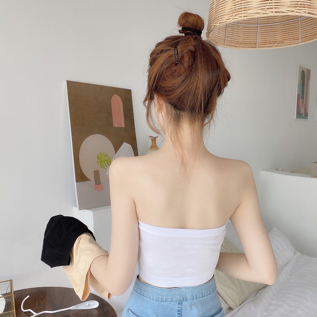 Blackpink Bra Kemben Seamless Tanpa Tali Anti Slip Pakaian Dalam BH Wanita 1172