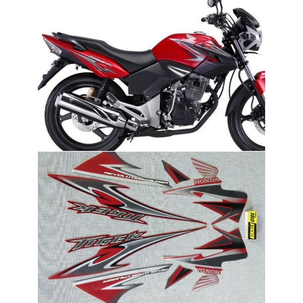 STIKER STRIPING LIS STANDAR ORI HONDA TIGER REVO MERAH SILVER TAHUN 2013