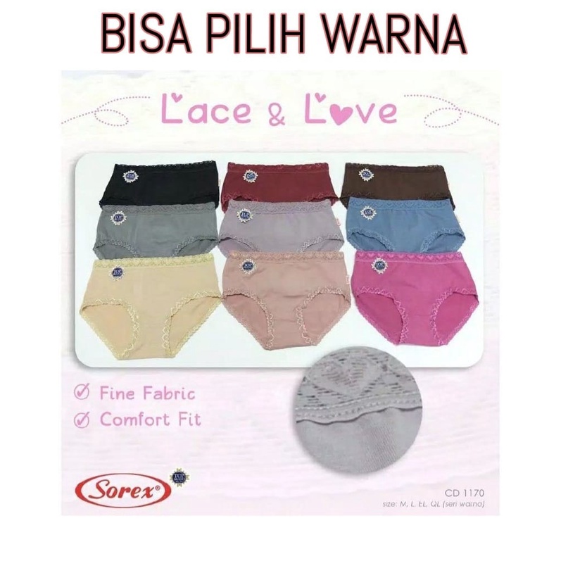 BISA PILIH WARNA -  Celana Dalam Wanita SOREX 1170 - Lace &amp; Love