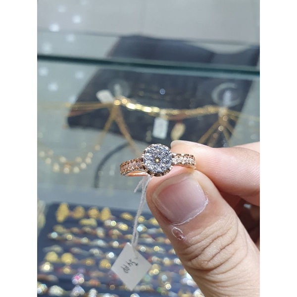 cincin size gede soliter bundar list roxe emas 750