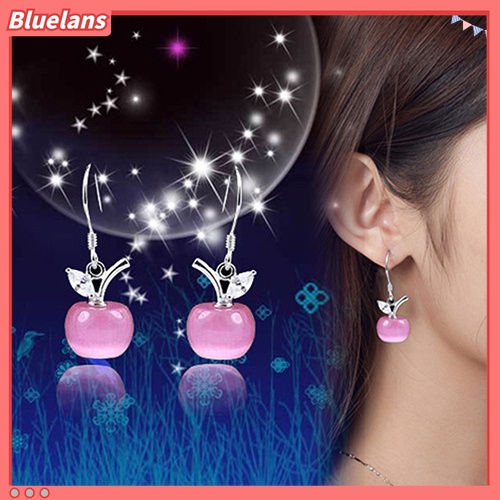 Anting Kait Gantung Sterling Silver 925 Desain Apel Hias Opal Zircon Untuk Wanita