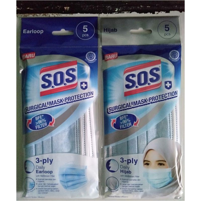 Masker merk SOS isi 5 pcs surgical mask