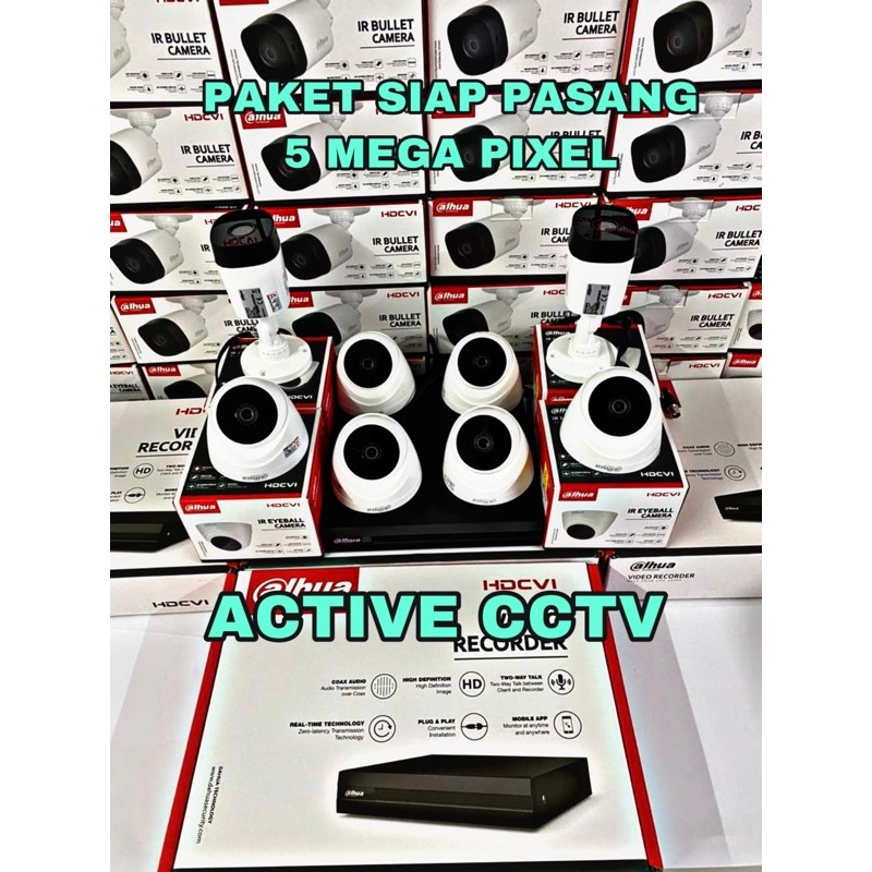 PAKET 5MP KAMERA CCTV DAHUA 8 CAMERA 8 CH CHANNEL FULL HD KOMPLIT SIAP PASANG 8ch 8channel