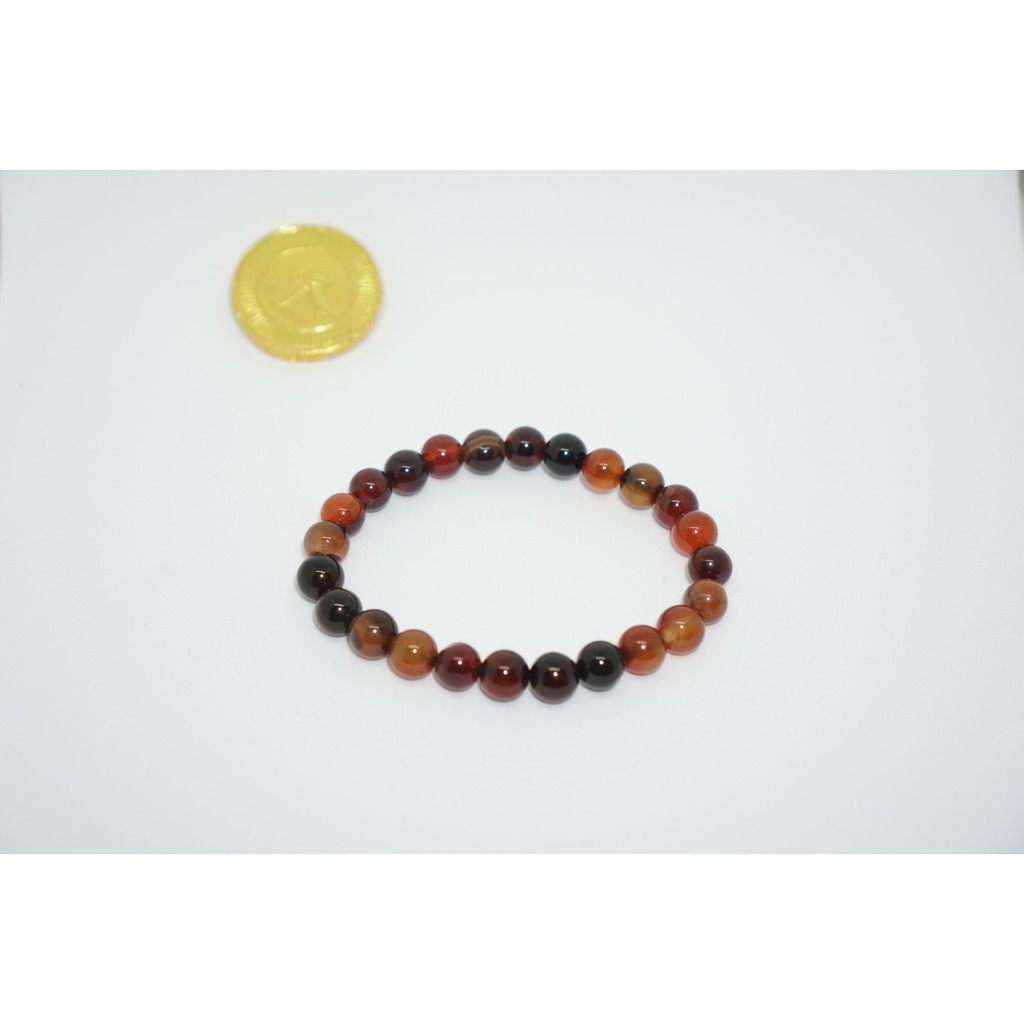 Gelang Batu Black Red Agate Kalsedon 8mm Natural Hitam Merah Pacitan beads craft fashion aksesoris