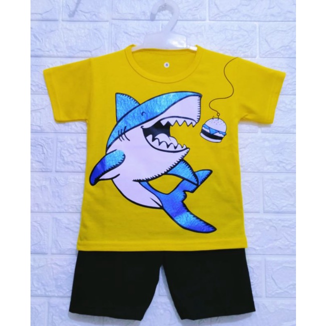 SETELAN ANAK LAKI LAKI GAMBAR HIU/SETELAN ANAK COWOK MURAH USIA 2/9 TAHUN-2