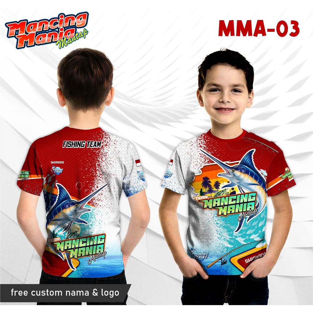 Jersey anak mancing mania baju kaos fishing