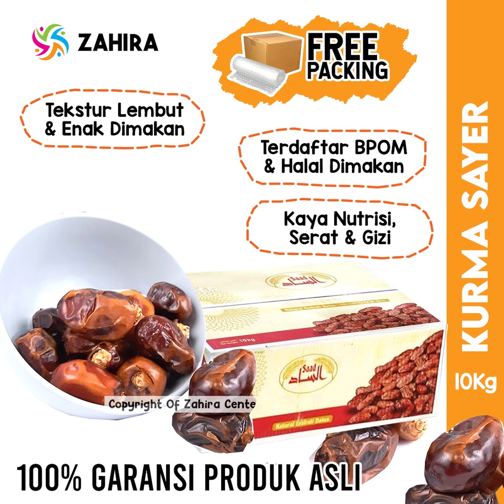 

KURMA SAYER DUS 10Kg Terdaftar BPOM Halal Untuk Takjil Buka Puasa MPASI Booster Eksklusif Emirate