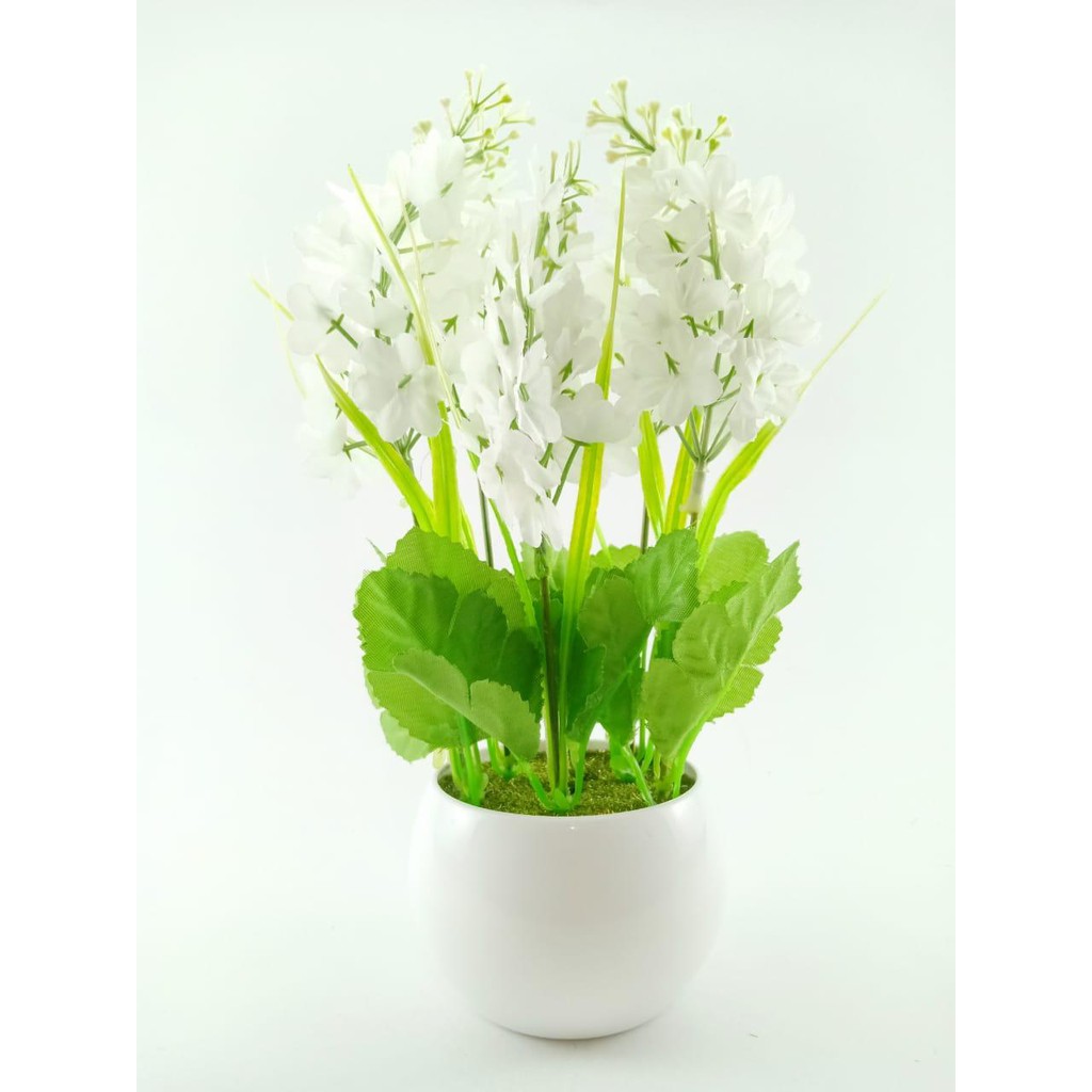 COD BUNGA PLASTIK BUNGA PAJANGAN IMITASI BUNGA ARTIFISIAL BUNGA LAVENDER TANAMAN HIAS PLASTIK BP8834-PUTIH BK