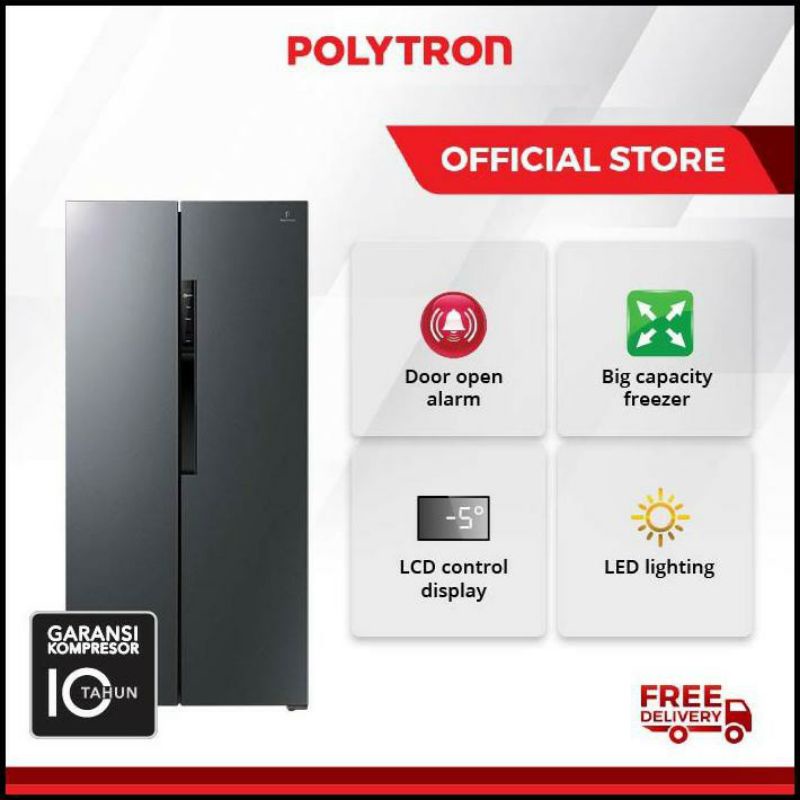 POLYTRON Kulkas 2 Pintu PRS 460 Kulkas Side By Side Polytron PRS460