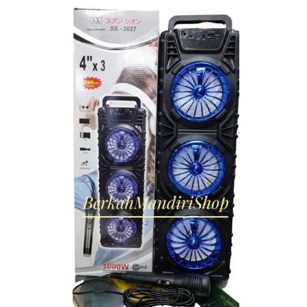 SPEAKER KARAOKE 3 TINGKAT SX-3027 (FREE MIC+KABEL USB) - BATERAI 2200 TAHAN 5 JAM NONSTOP -  SPEAKER TERBARU