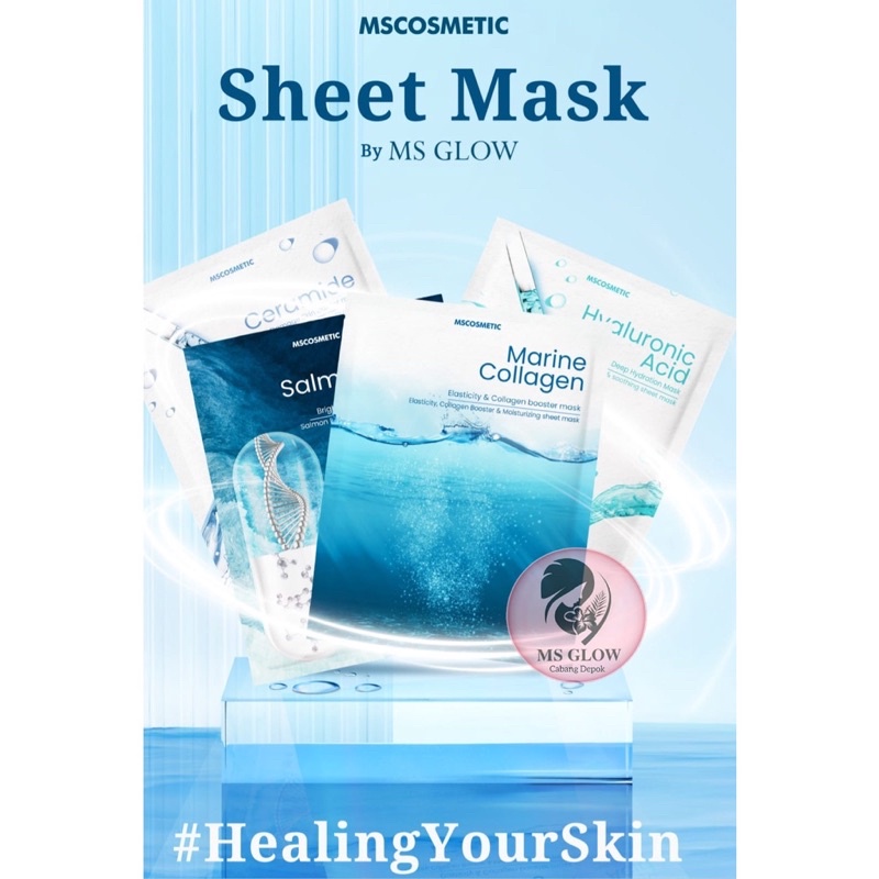 SHEETMASK MSGLOW / MASKER MSGLOW / SHEETMASK SALMON DNA / SHEETMASK MARINE COLLAGEN / SHEETMASK CIRAMIDE / SHEETMASK HYALURONIC ACID / MASK MS GLOW