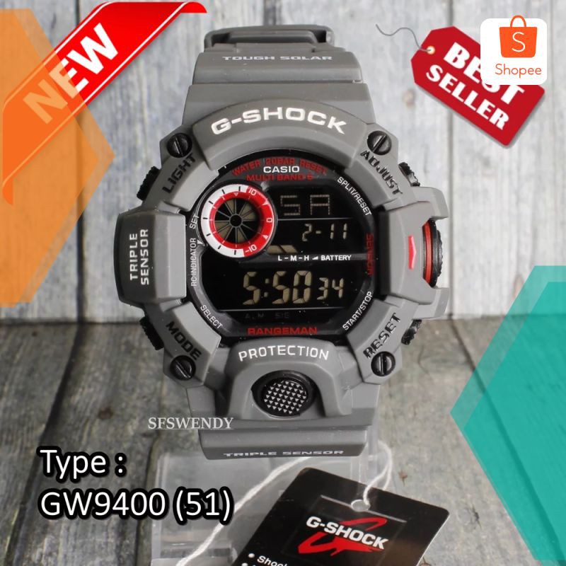 Terlaris PALING LAKU ... Jam tangan G Shock GW-9400 Rangeman Army Abu abu Grey digital pria & anak
