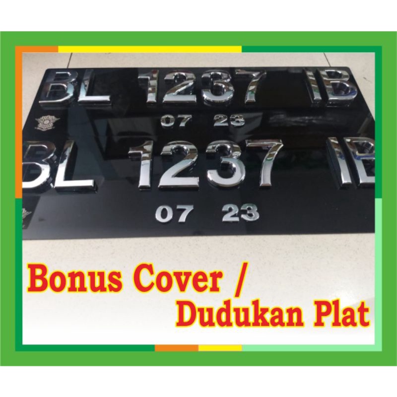 PLAT MOBIL TIMBUL - Cembung Chrome -Ukuran Universal  FREE DUDUKAN