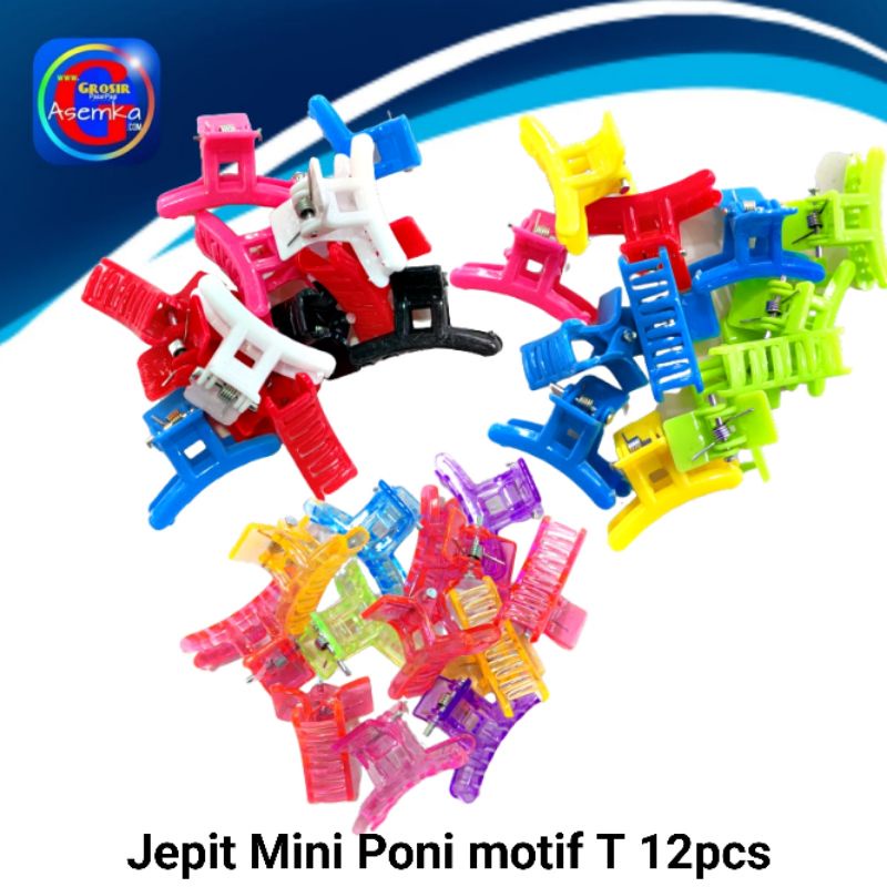 GPA Jepit Rambut Mini Poni Motif T trasparan Grosir 12pcs