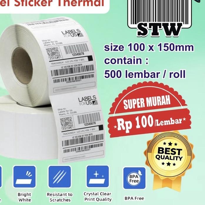 

❤[NEW VARIANT!!!]❤ Label Sticker Thermal 100 x 150 Isi 500pcs (Roll dan Lembaran) Termurah produck vyralral