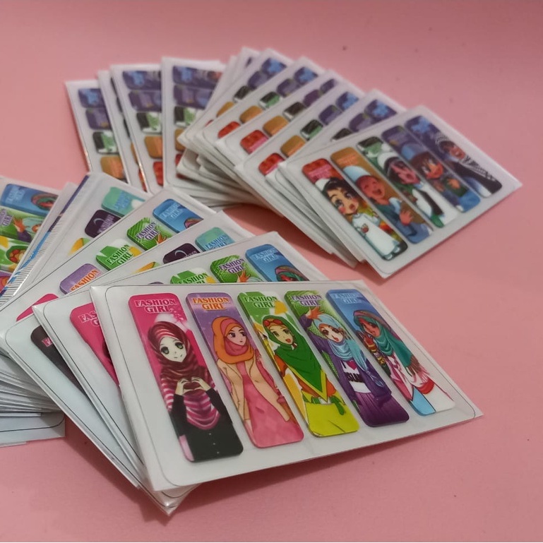 Sticky Note / Pembatas Buku Plastik Karakter Hijab Muslim Murah (Karakter Terbaru)