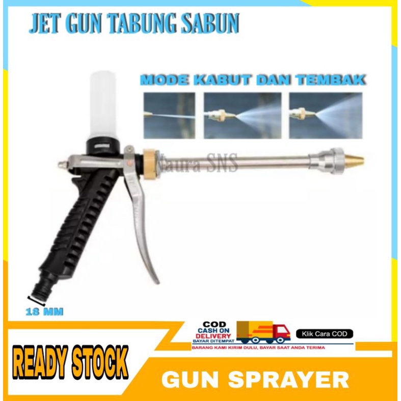 Jet Gun Sabun / Gun Metal Dengan Sabung Sabun / Semprotan Air / Semprotan Cuci Motor Dan Mobil