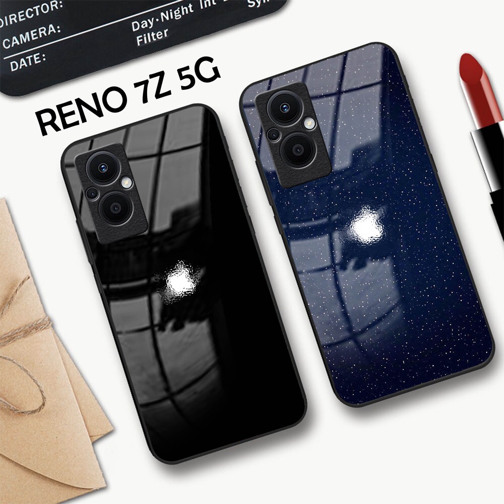 Softcase Glass Kaca LOGO [K08] OPPO RENO 7z 5G - OPPO RENO 7 5G Kamera Protek | Terbaru Casing Handphone-Pelindung Handphone