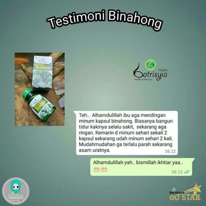 BINAHONG BATRISYIA/ OBAT GATAL EKSIM LUKA BAKAR DIABETES ASAM URAT AMBEIEN MAAGH SAKIT LAMBUNG