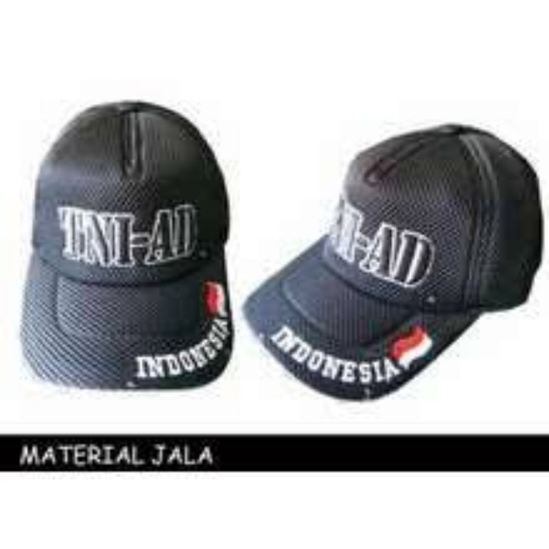 Topi Jala TNI AD Hitam - Topi TNI AD Jala Hitam