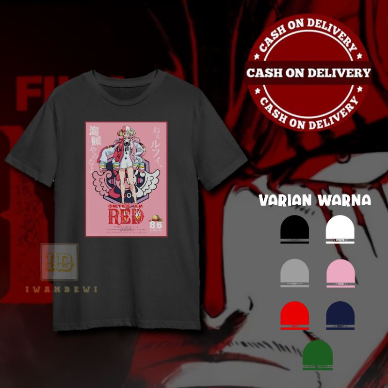 Baju kaos dewasa katun one piece movie red viral/murah/pendek/COD / Kaos dewasa one piece red unisex