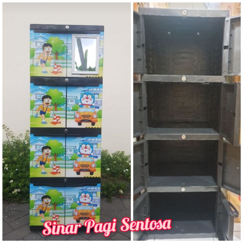 LEMARI PLASTIK AQUOSE MINI KACA HELLO KITTY SUSUN 4 UKURAN 40X50X140CM