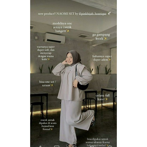 NAOMI SET ONE SET by Pinkhijab_boutique (Blouse &amp; Culotte) WARNA CREAM &amp; TAUPE ONESET CRINKLE PREMIUM NAOMI BLOUSE SETELAN WANITA