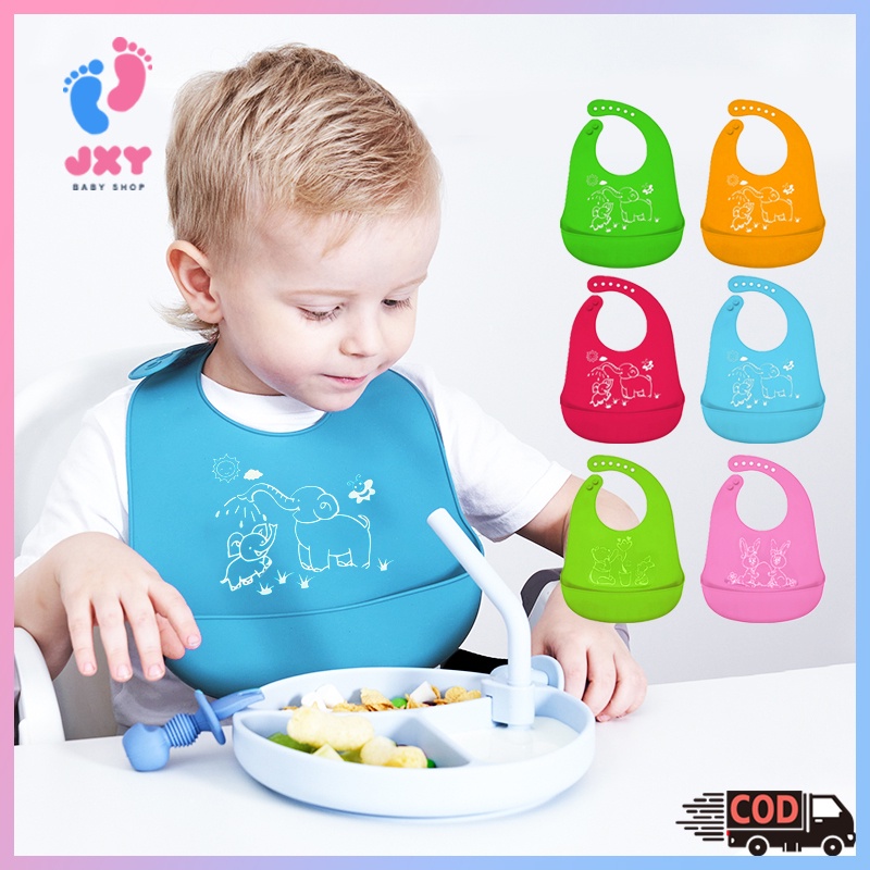 Elemek Makan Bayi BABY BIB SLABER Karet Anak Baby Burb Apron Silicon Bibs L192