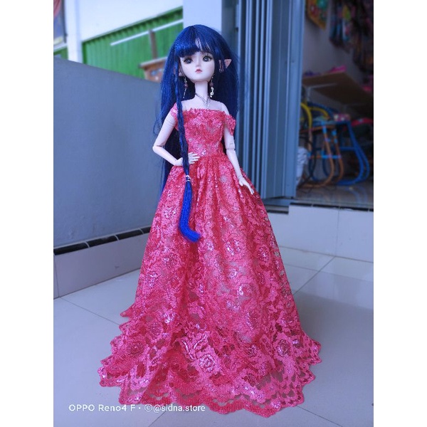 Gaun Weding B Boneka BJD 60cm
