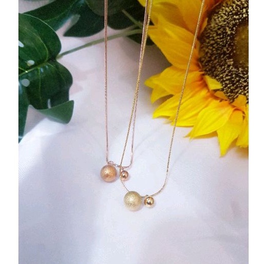 kalung titanium bola gold dan rose gold 829