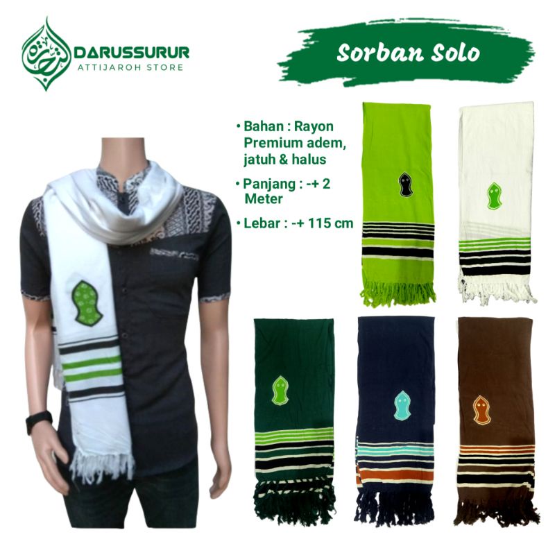 Grosir (SSC) Sorban Solo Terompah Sorban Rida Terompah Sorban Yaman Sorban Bahan Goyor Premium