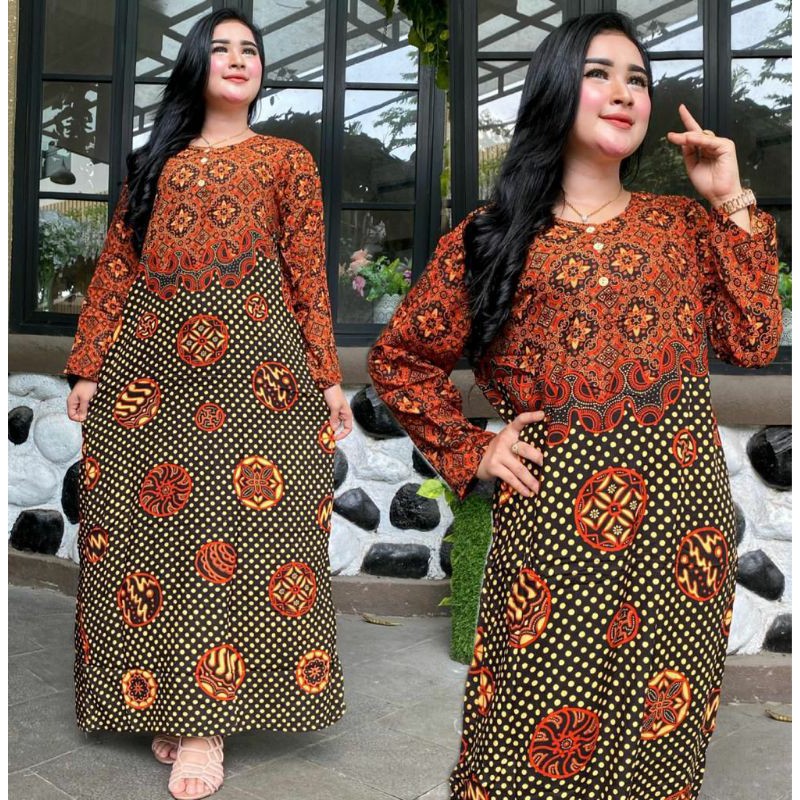 TERBARU TERMURAH..!!!longdress batik cap Pekalongan warna sogan dress kekinian busui