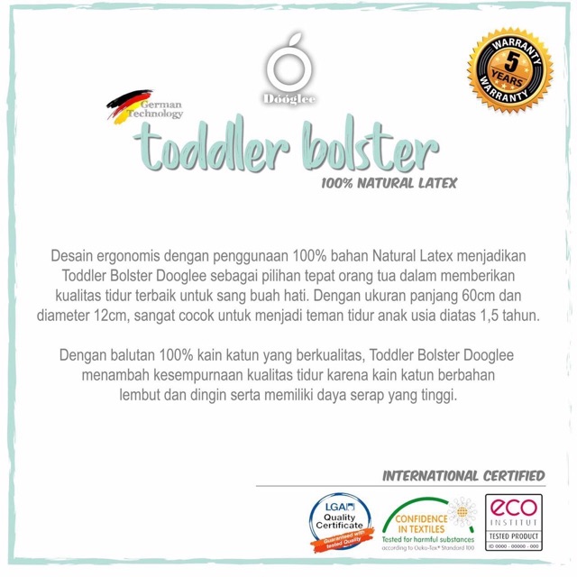 Dooglee - Toddler Bolster Guling anak