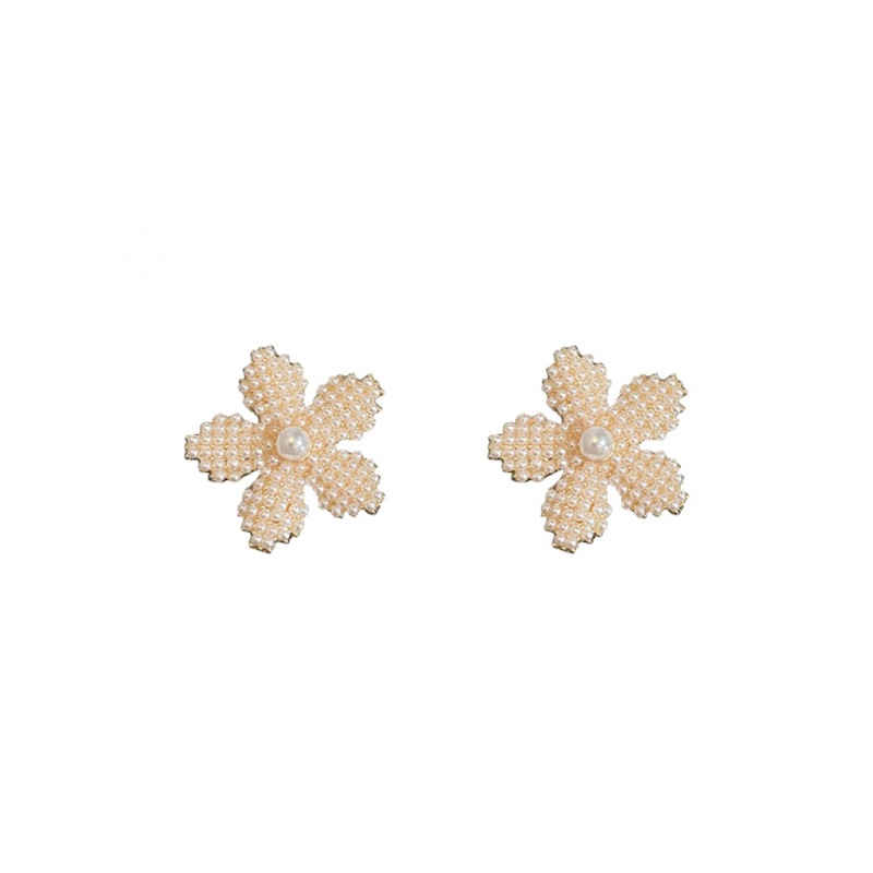 Korean Pearl Flower Earrings Temperament Design Fashion Earrings Exaggerated Personality  Earrings 925 Silver Needle