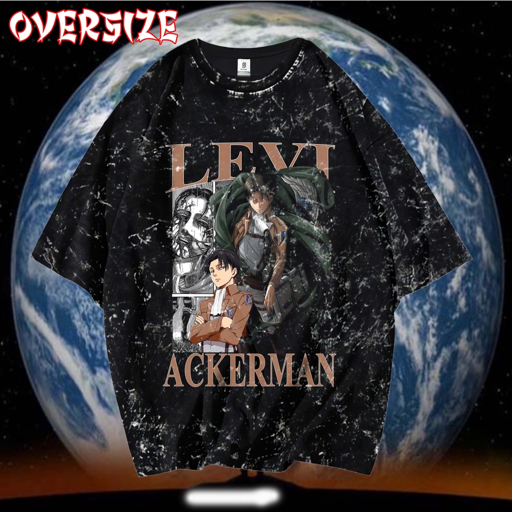 LEVI ACKERMAN KAOS ANIME OVERSIZE WASHING VINTAGE TEE ANIME